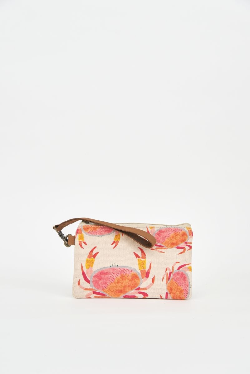 D7889 - Crab Clutch, Cotton, Cream & Reds, L: 7.9" - H: 4.7" (x2)